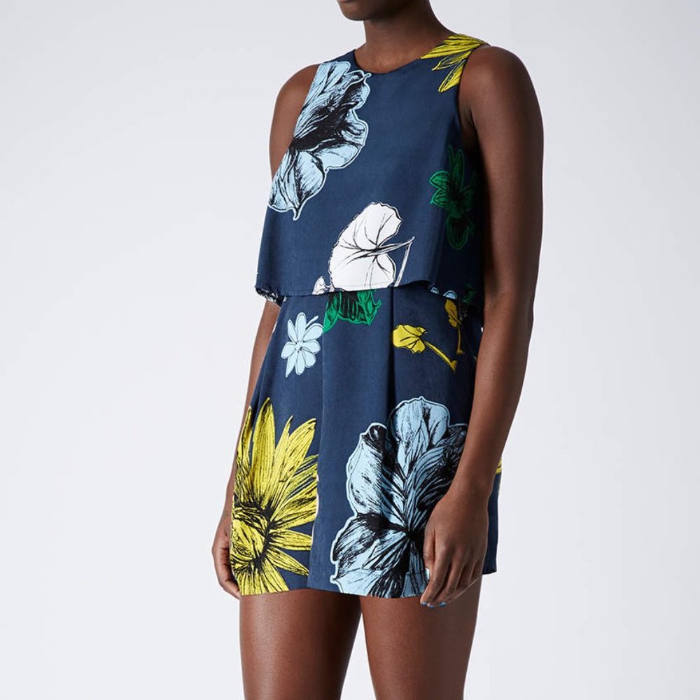 TOPSHOP BLUE FLORAL ROMPER